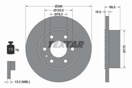 Задній гальмівний диск TEXTAR 93177500 (фото 1)