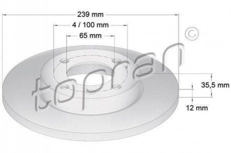 Передний тормозной диск TOPRAN 103 406 (фото 1)