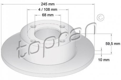 Задній гальмівний диск TOPRAN 103 702 (фото 1)