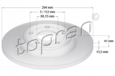 Задний тормозной диск TOPRAN 107 692 (фото 1)