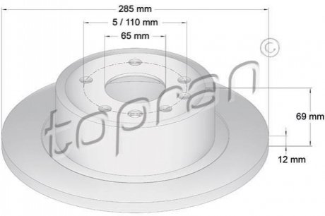 Задний тормозной диск TOPRAN 200 949