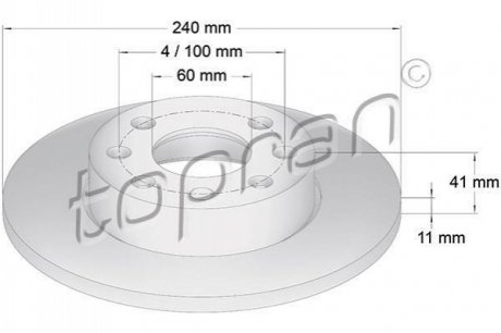 Передний тормозной диск TOPRAN 206 122 (фото 1)