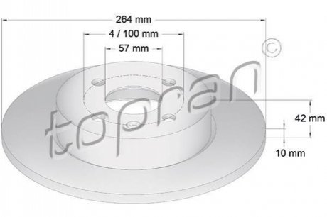 Задній гальмівний диск TOPRAN 206 860