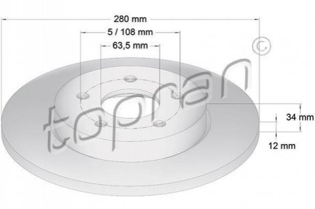Задний тормозной диск TOPRAN 301 957 (фото 1)