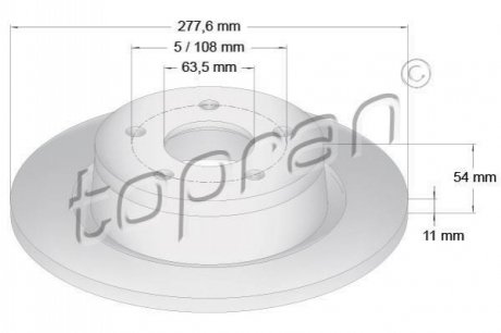 Задний тормозной диск TOPRAN 302 249 (фото 1)