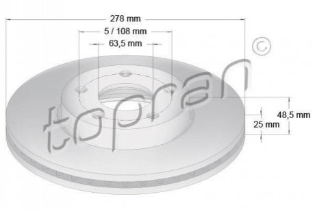 Передній гальмівний диск TOPRAN 304 728