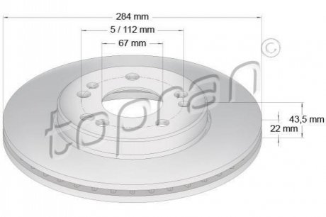 Передній гальмівний диск TOPRAN 400 845 (фото 1)