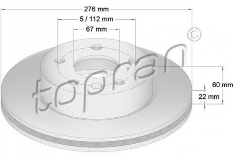 Передний тормозной диск TOPRAN 400 857 (фото 1)