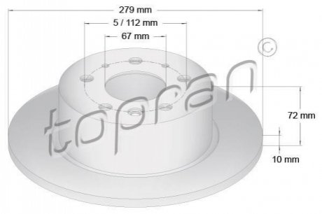 Задній гальмівний диск TOPRAN 400 859 (фото 1)