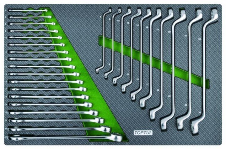 Набір ключів комбінованих та накидних 6-27мм 28од.(у ложементі) Toptul GED2813 (фото 1)