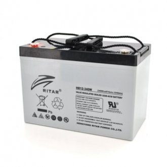 Акумуляторна батарея agm ritar hr12340w, grey case, 12v 90.0ah (307 х 169 х 210 (215) 29.00kg q1/48 Transkompani 12704 (фото 1)