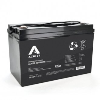 Аккумулятор azbist super agm asagm-121000m8, black case, 12v 100.0ah (329 x 172 x 215) q1/36 Transkompani 1351