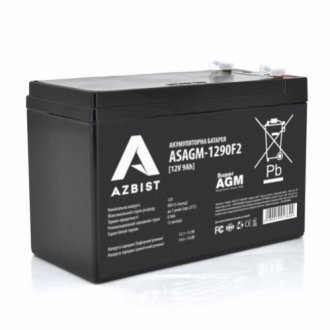 Акумулятор azbist super agm asagm-1290f2, black case, 12v 9.0ah (151 х 65 х 94 (100)) q10/420 Transkompani 1362 (фото 1)