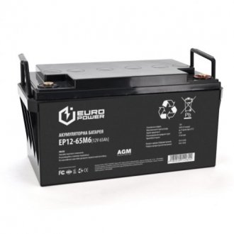 Акумуляторна батарея europower agm ep12-65m6 12 v 65ah (348 x 168 x 178) black q1/48 Transkompani 14262 (фото 1)