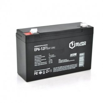 Акумуляторна батарея europower agm ep6-12f1 6 v 12 ah (150 x 50 x 95 (100)) black q10 Transkompani 14275