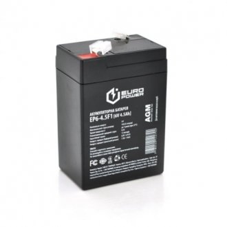 Аккумуляторная батарея europower agm ep6-4.5f1 6 v 4.5 ah (70 x 47 x 100 (105)) black q20 Transkompani 14279