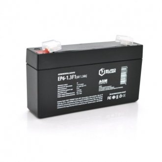 Акумуляторна батарея europower agm ep6-1.3f1 6 v 1.3 ah (95 x 25 x 50 (55)) black q40 Transkompani 15331