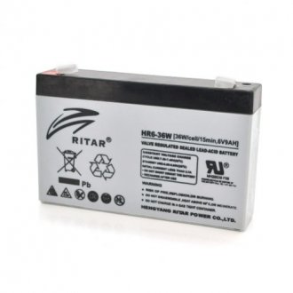 Акумуляторна батарея agm ritar hr6-36w, grey case, 6v 9.0ah (151 х 34 х 94 (100) 1.35kg q10 Transkompani 16018