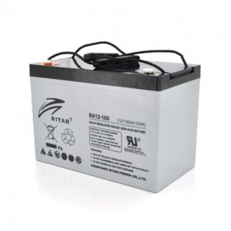 Аккумуляторная батарея agm ritar ra12-100s, grey case, 12v 100.0ah (307 x 169 x 215) q1 Transkompani 16282 (фото 1)