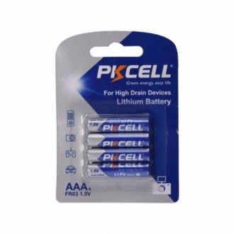 Батарейка лиття pkcell life 1.5v aaa/fr03, 4 шт у блістері (упак.48 штук) ціна за блист.q12 Transkompani 16984 (фото 1)