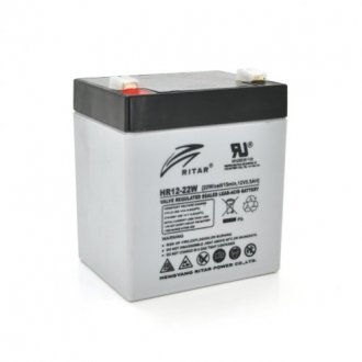 Акумуляторна батарея agm ritar hr1222w, grey case, 12v 5.5ah (90 х 70 х 101 (107) 1.55kg q10 Transkompani 1708