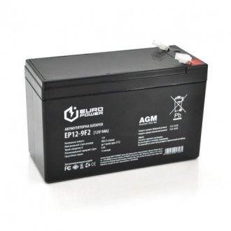 Аккумуляторная батарея europower agm ep12-9f2 12 v 9ah (150 x 65 x 95 (100)) black q10 Transkompani 1728
