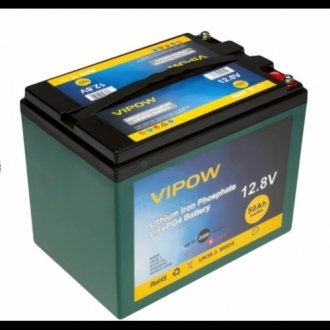 Акумуляторна батарея vipow lifepo4 12,8v 50ah з вбудованою вмs платою 40a, q1 Transkompani 17554