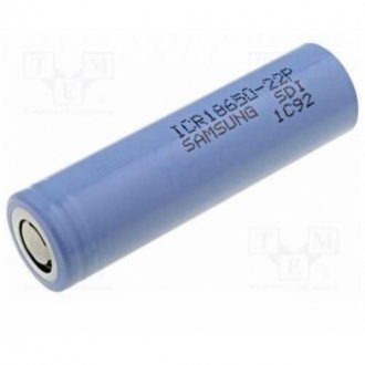 Акумулятор li-ion 18650 samsung icr18650-22p, 2200mah, 10a, 4.2/3.62/2.75v, 2 шт. в упаковці, ціна за 1 шт. Transkompani 18114 (фото 1)