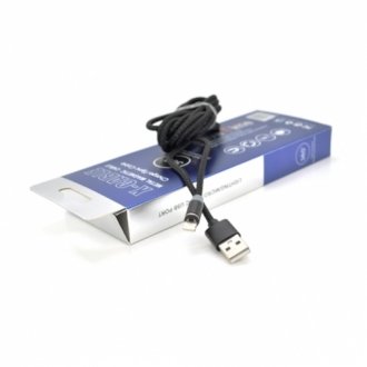 Магнитный кабель pipo usb 2.0/lighting, 2m, 2а, тканевое оплетение, бронированный, съемник, black, box Transkompani 18166