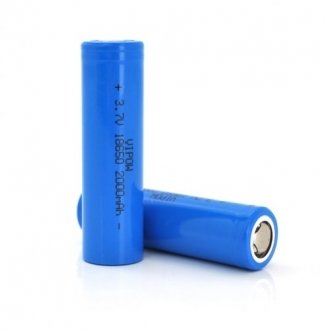 Аккумулятор 18650 li-ion vipow icr18650 flattop, 2000mah, 3.7v, blue Transkompani 18750 (фото 1)