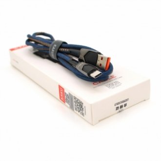 Кабель ikaku ksc-192 gediao zinc alloy charging data cable series для type-c, blue, длина 1,2 м, 3,2 а, box Transkompani 18934