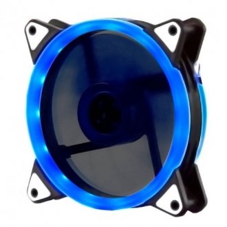Кулер корпусный 12025 dc sleeve fan 3pin + 4pin - 120*120*25мм, 12v, 1100об/мин, blue, двухсторонний Transkompani 21126 (фото 1)