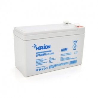 Акумуляторна батарея merlion agm gp1280f2 12 v 8,0 ah (150 x 65 x 95 (100)) white q10/420 Transkompani 22464 (фото 1)