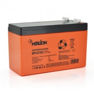 Аккумуляторная батарея merlion agm gp1272f2 premium 12 v 7,2 ah (150 x 65 x 95 (100)) orange q10/420 Transkompani 2350 (фото 1)