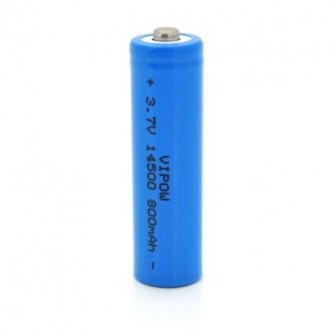 Аккумулятор 14500 li-ion vipow icr14500 tiptop, 800mah, 3.7v, blue q50/500 Transkompani 25545 (фото 1)