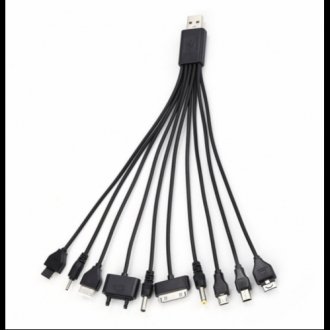 Usb кабель с переходниками 10 в 1, 0,2м, black, oem q500 Transkompani 2573