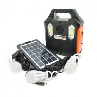 Переносний ліхтар rt903bt+solar, 1 режим+ сигнал sos, радіо+ bluetooth колонка, вбудований аккум, 3 лампочки 3w, usb вихід, black/orange Transkompani 26273
