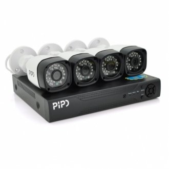 Комплект відеоспостереження outdoor 015-4-2mp pipo (4 вуличні камери, кабелі, блок живлення, відеореєстратор app-xmeye) Transkompani 26412