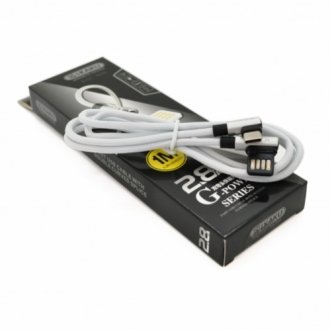 Кабель ikaku ksc-028 jindian charging data cable for type-c, silver, довжина 1м, 2.4a, box Transkompani 26811