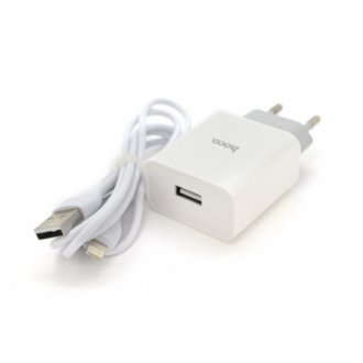Набор hoco c81a сзу 1xusb+ кабель iphone, 2.1a, white, blister-box Transkompani 27945 (фото 1)