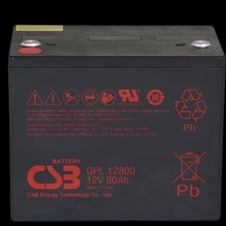 Аккумуляторная батарея csb gpl12800, 12v 80ah (343х168х215 (220) Transkompani 28233