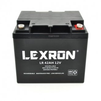 Аккумуляторная батарея lexron lr-12-42 gel 12v 42 ah (197 x 165 x 172) 14kg Transkompani 29317 (фото 1)