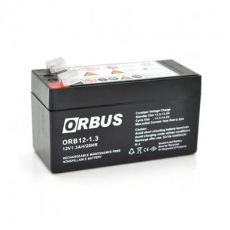 Аккумуляторная батарея orbus orb1213 agm 12v 1,3ah (98 х 44 х 53 (59)) 0.525 kg q20/450 Transkompani 29656 (фото 1)