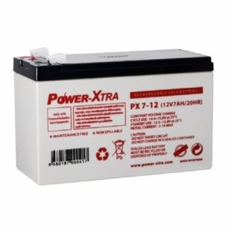 Аккумуляторная батарея agm power-xtra px7-12(28w), серый case, 12v 7.0ah (151 х 65 х 94 (100) q10 Transkompani 29742 (фото 1)