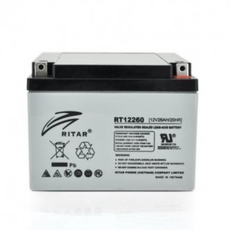 Акумуляторна батарея agm ritar rt12260, grey case, 12v 26.0ah (166 х 178 х125) q1 Transkompani 4232 (фото 1)