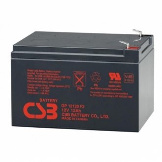 Аккумуляторная батарея csb gp12120f2, 12v 12ah (151х98х100мм), box/q6 Transkompani 4406 (фото 1)