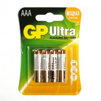 Батарейка gp ultra 24au-2ue4 щелочная aaa, 4 шт в блистере, цена за блистер Transkompani 4619 (фото 1)