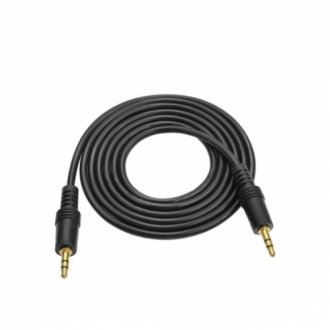 Кабель aux audio dc3.5 папа-папа 3.0м, gold stereo jack, (круглый) black cable, пакет q300 Transkompani 5170 (фото 1)