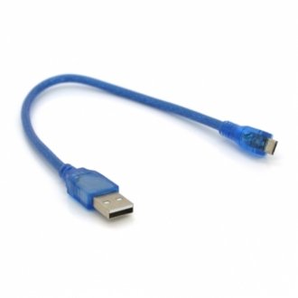 Кабель usb 2.0 (am/micro 5 pin) 1м, прозорий синій, пакет, q250 Transkompani 5495