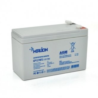Аккумуляторная батарея merlion agm gp1270f2 12 v 7ah (150 x 65 x 95 (100)) white q10/480 Transkompani 5701